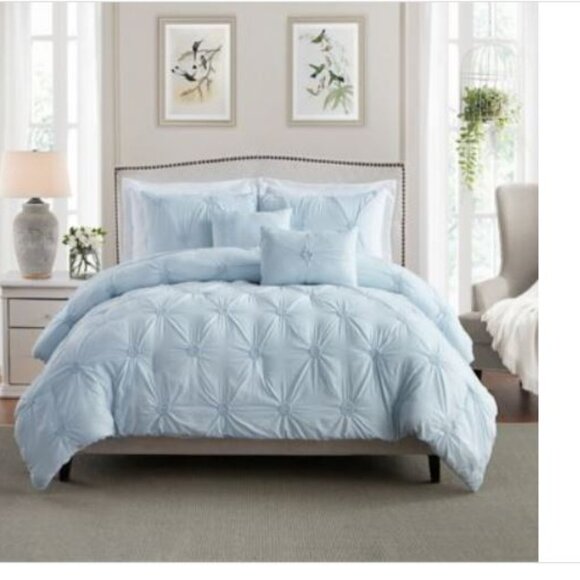 Swift Home Bedding Comforter SetsLightweight 3-Piece Ruched 3D Flora Pintuck